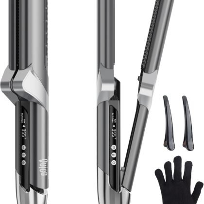 Quico Air Straightener, Ionic Wet to Dry Hair Straightener with High-Speed Airflow, 5 Temps & Dual Voltage 2-in-1 Flat Iron and Hair Blow Dryer Straightener, No Heat Damage, No Hot Plates, Black Grey