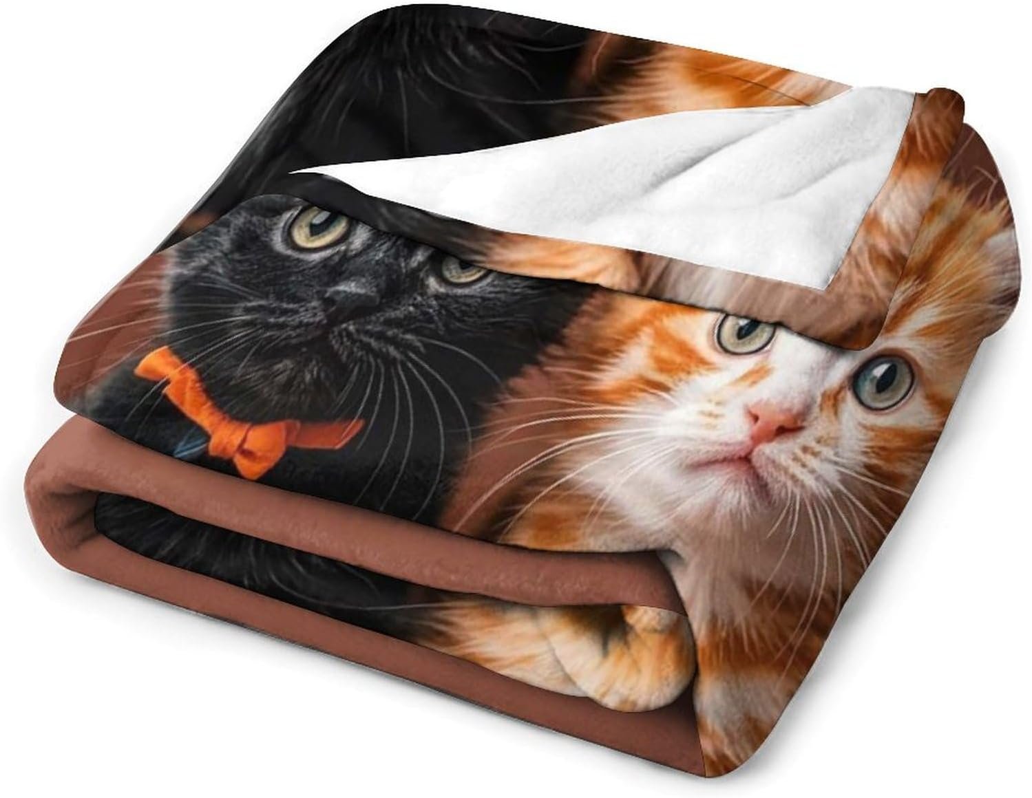 Cute Kitten Black and Orange Cat Bed Blankets Luxury Plush Cozy Fuzzy Blanket for Couch Super Soft Warm Lightweight Throw Blanket for Home Decor 40"*50" (100 * 130cm)