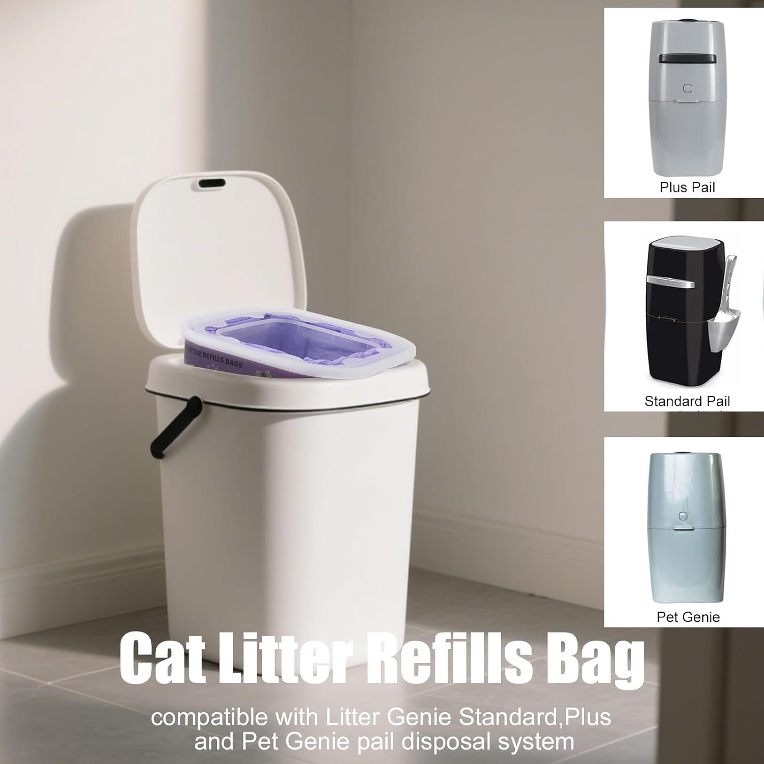 12 Pack Cat Litter Refills, Compatible with Genie Bag Refills, Enhanced Odor Control, Includes One Non-Original Refill Box (Purple) - Image 4