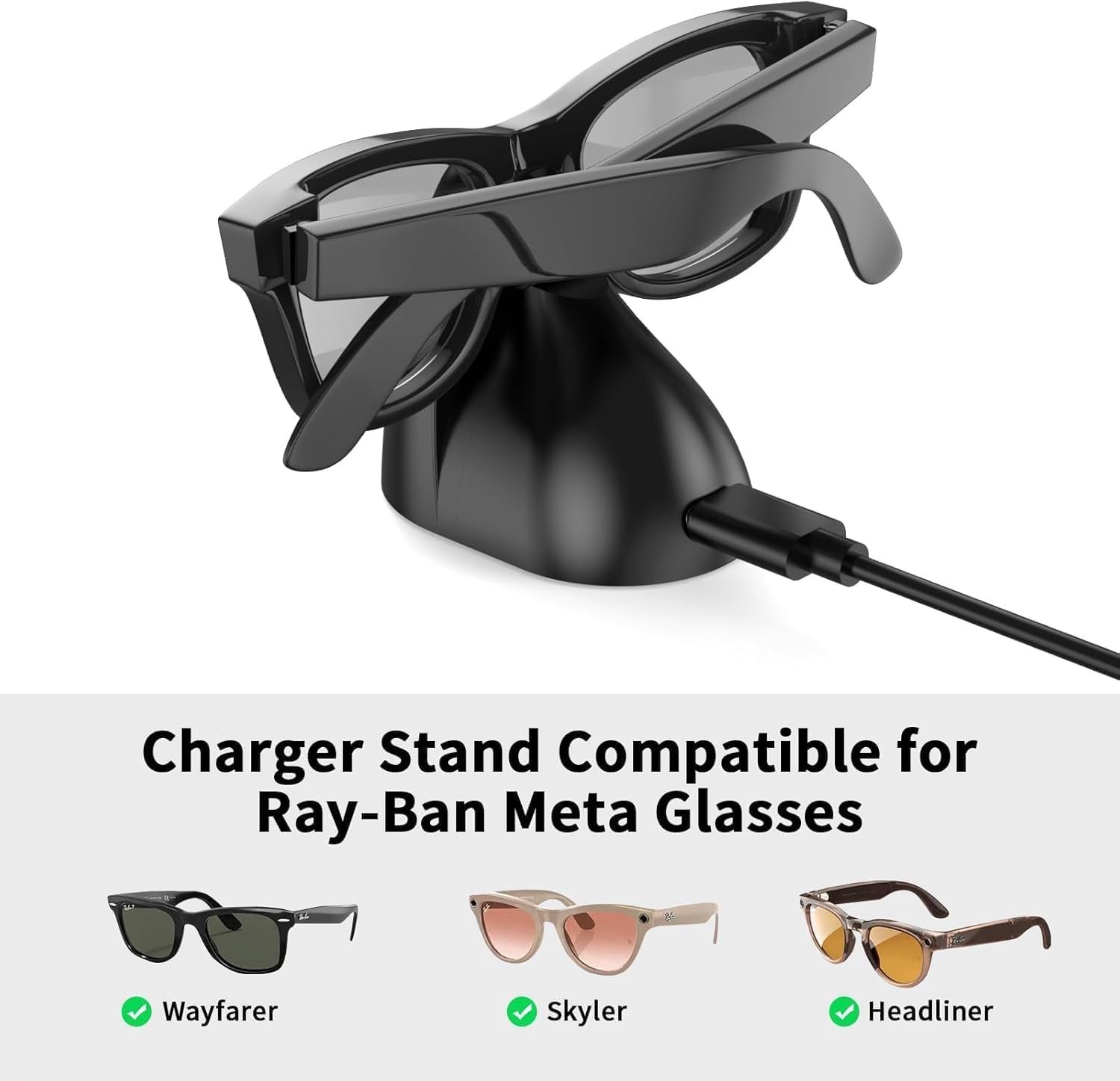 Charger Compatible with RayBan Meta Smart Glasses, Portable Charging Dock for Wayfarer, Headliner & Skyler with 59" USB-C Cable for Ray Ban Meta Gen 1 & 2 Accessories - Image 2