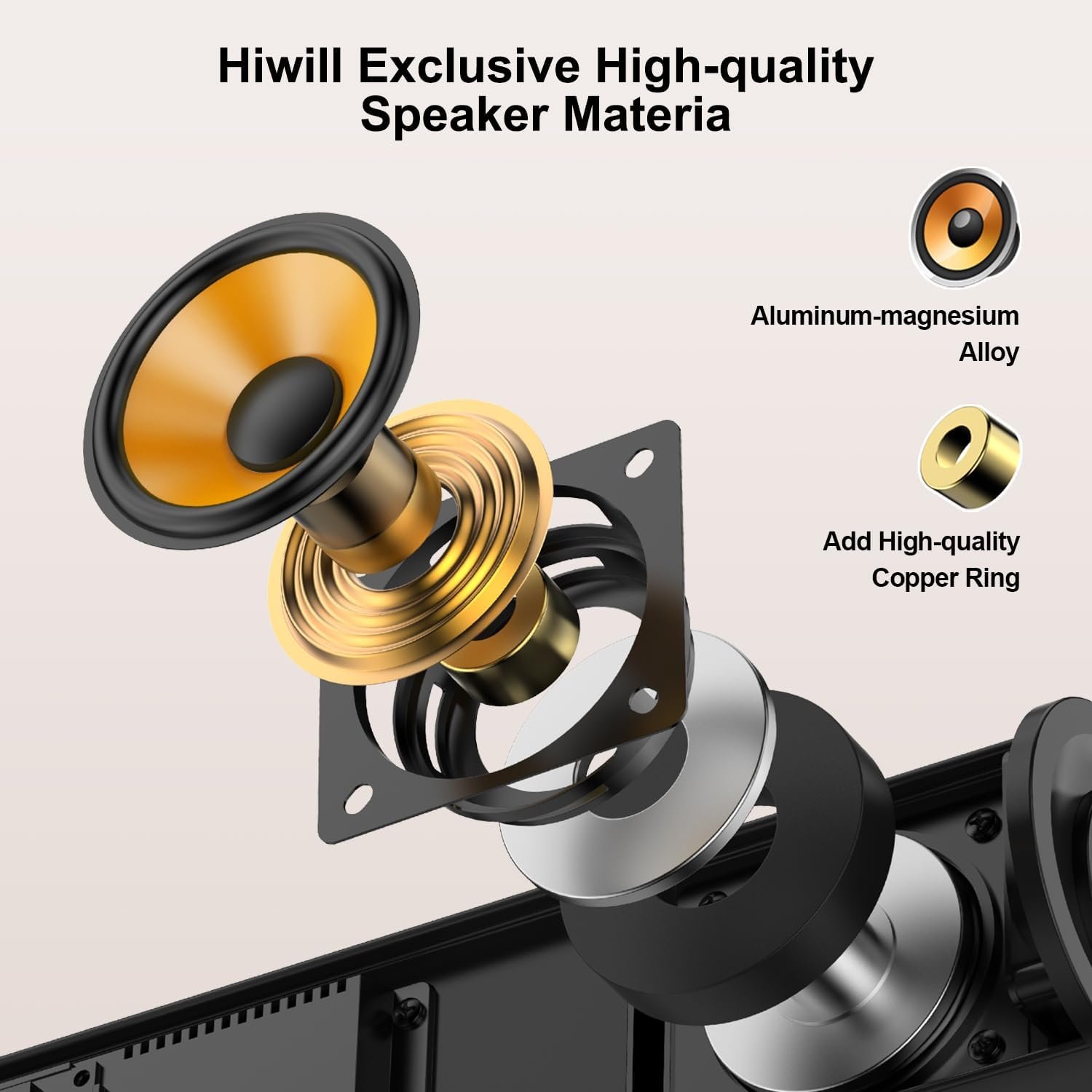 Hiwill 2.1CH Dolby Atmos Soundbar with Subwoofer, Home Theater Audio Sound Bar for Smart TV, Adjustable Treble and Bass, Clear Dialogue, HDMI eARC/ARC/Opt/BT/AUX, HiElite A21 - Image 5