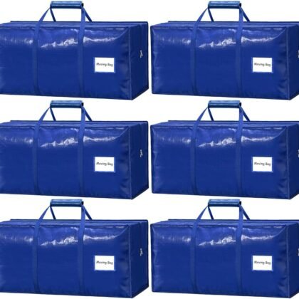 6 Pack Large Moving Bags Heavy Duty – Reusable Storage Bags with Zippers & Handles | Extra-Large Packing Bags for Moving Boxes, Clothes, Bedding, Holiday Décor & Home Storage