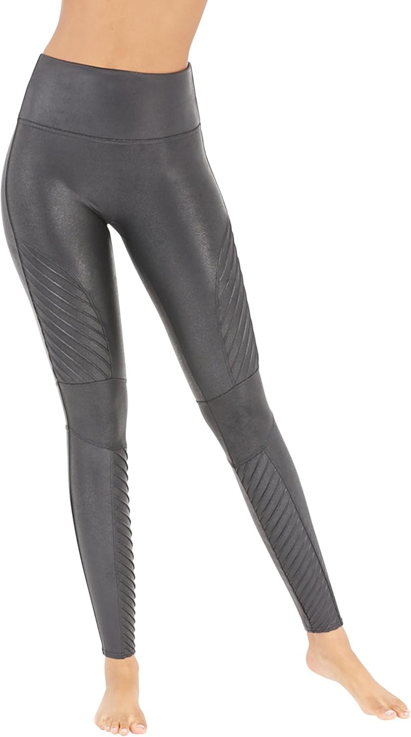 SPANX Faux Leather Moto Leggings - Seamless Tummy Control - Contoured Leather Leggings - for Fashion & Everyday Wear