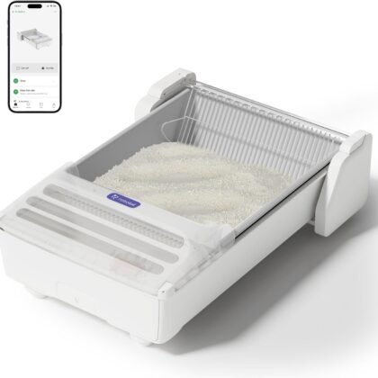 Robotail Open-Top Self Cleaning Cat Litter Box, 2025 Upgraded Extra Large Automatic Cat Litter Box for Multiple Cats, Weight Sensors Safety Protection/App Control/Odor Control/Easy Clean (White)