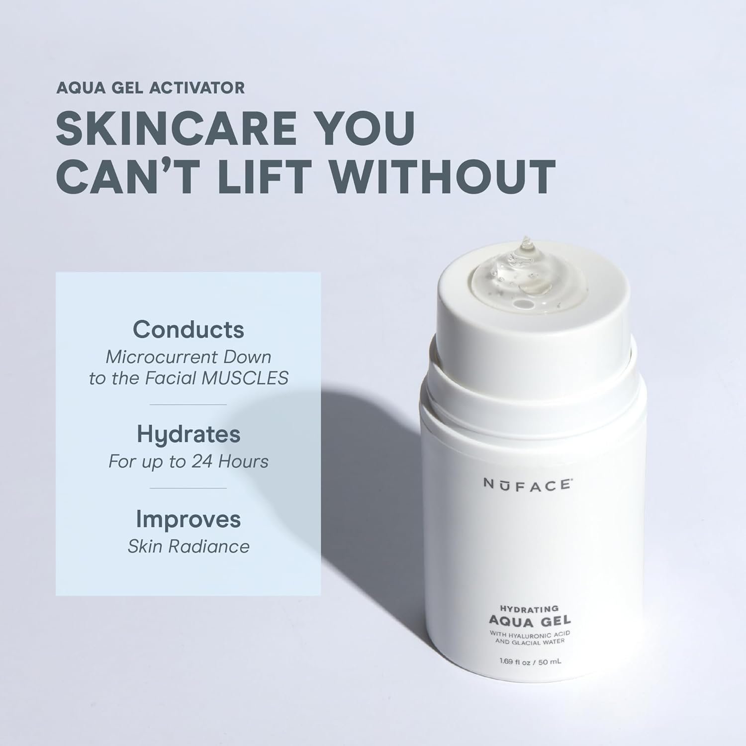 NuFACE Aqua Gel Activator - Microcurrent Conductive Gel & Activator Powered by IonPlex & Hyaluronic Acid to Enhance Results of NuFACE Microcurrent Facial Device - Improves Skin Radiance (1.69 oz) - Image 2