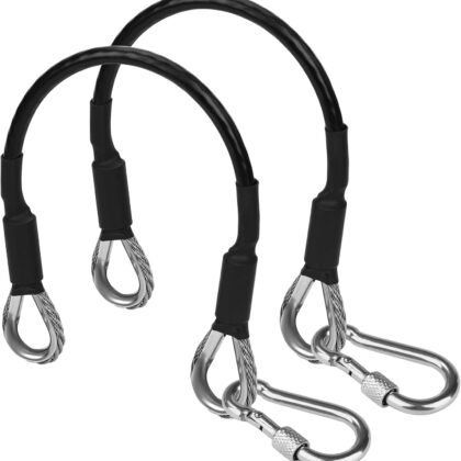 2pcs Gym Extension Cables, 26cm / 10 inch Gym Cable with Carabiner Fitness Home Gym Machine Accessories Attachment for LAT Pull Down Machine Leg Extensions Machine Compatible with Bowflex