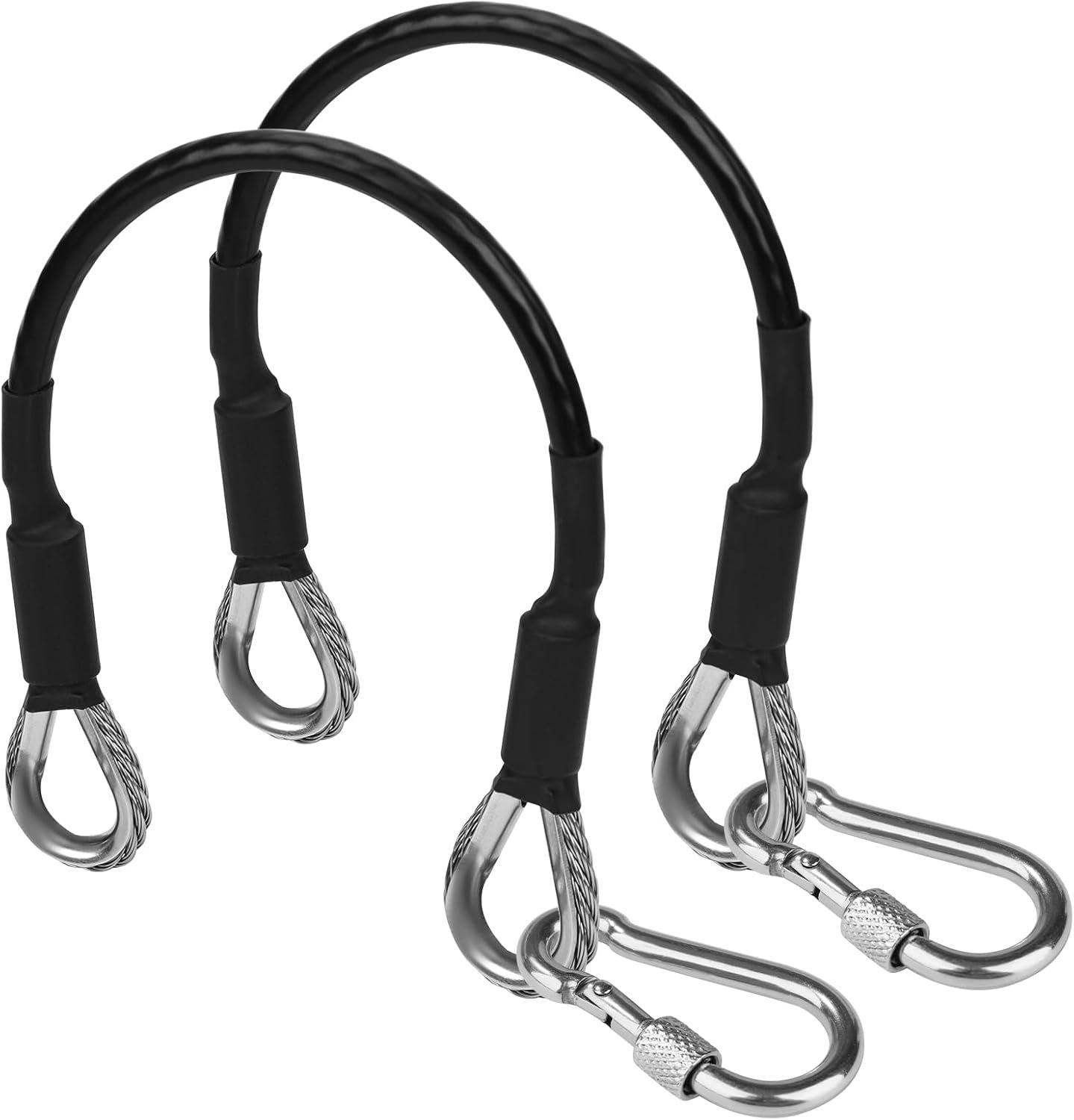 2pcs Gym Extension Cables, 26cm / 10 inch Gym Cable with Carabiner Fitness Home Gym Machine Accessories Attachment for LAT Pull Down Machine Leg Extensions Machine Compatible with Bowflex