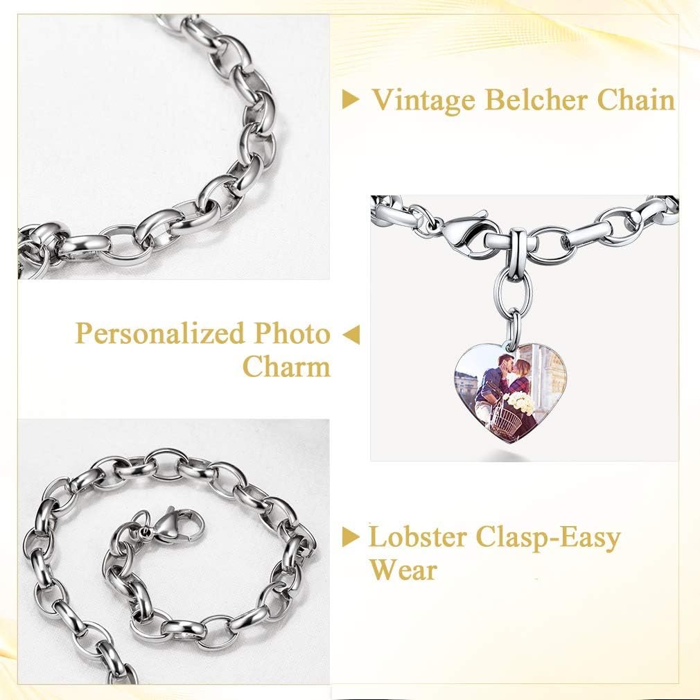 Custom4U Personalized Picture Bracelets for Women - Custom Locket/Charm Cuff Bangle Bracelet - Engraved Inspirational Memorial Jewelry Birthday Mothers Day Gift for Her Mom Wife - Image 5