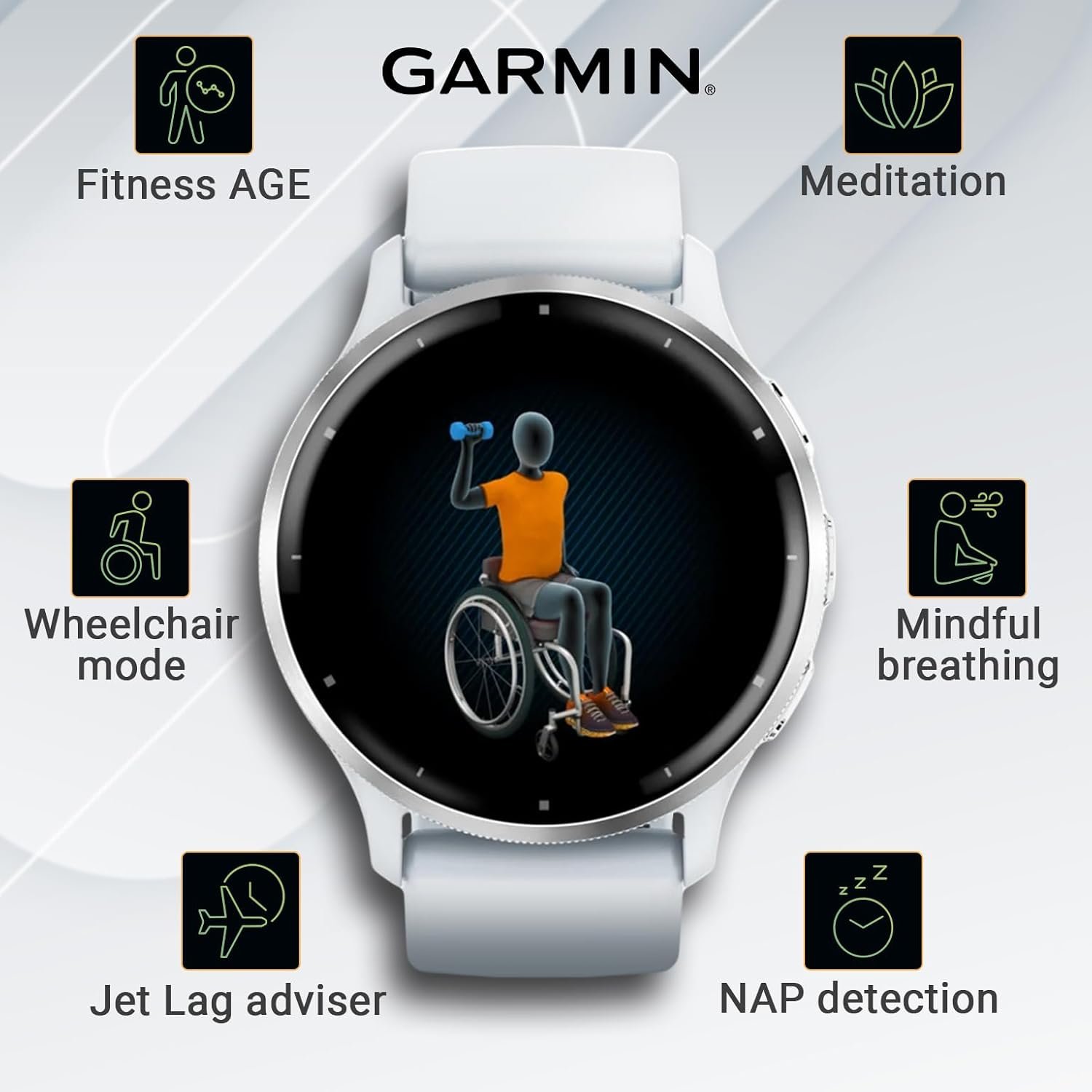 Wearable4U - Garmin Venu 3 GPS Smartwatch AMOLED Display 45 mm Watch, Advanced Health and Fitness Features, Up to 14 Days of Battery, Whitestone with Black Earbuds Bundle - Image 4