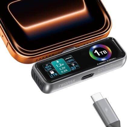 Magnetic Portable iPhone SSD for ProRes 4K 60fps Video Recording, 1TB External Super Storage for iPhone 17/16 Pro/Pro Max,iMac/MacBook, LCD Display, USB-C PD 3.0 Port, Built-in Cooling Fan