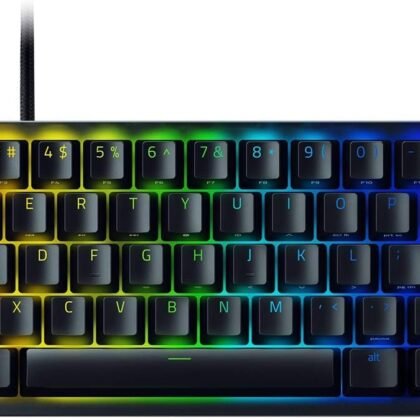 Razer Huntsman Mini 60 Percent Wired Optical Clicky Switch Gaming Keyboard with Chroma RGB Backlighting, PBT Keycaps, Mechanical Keyboards for PC Gaming Computer - Classic Black (Renewed)