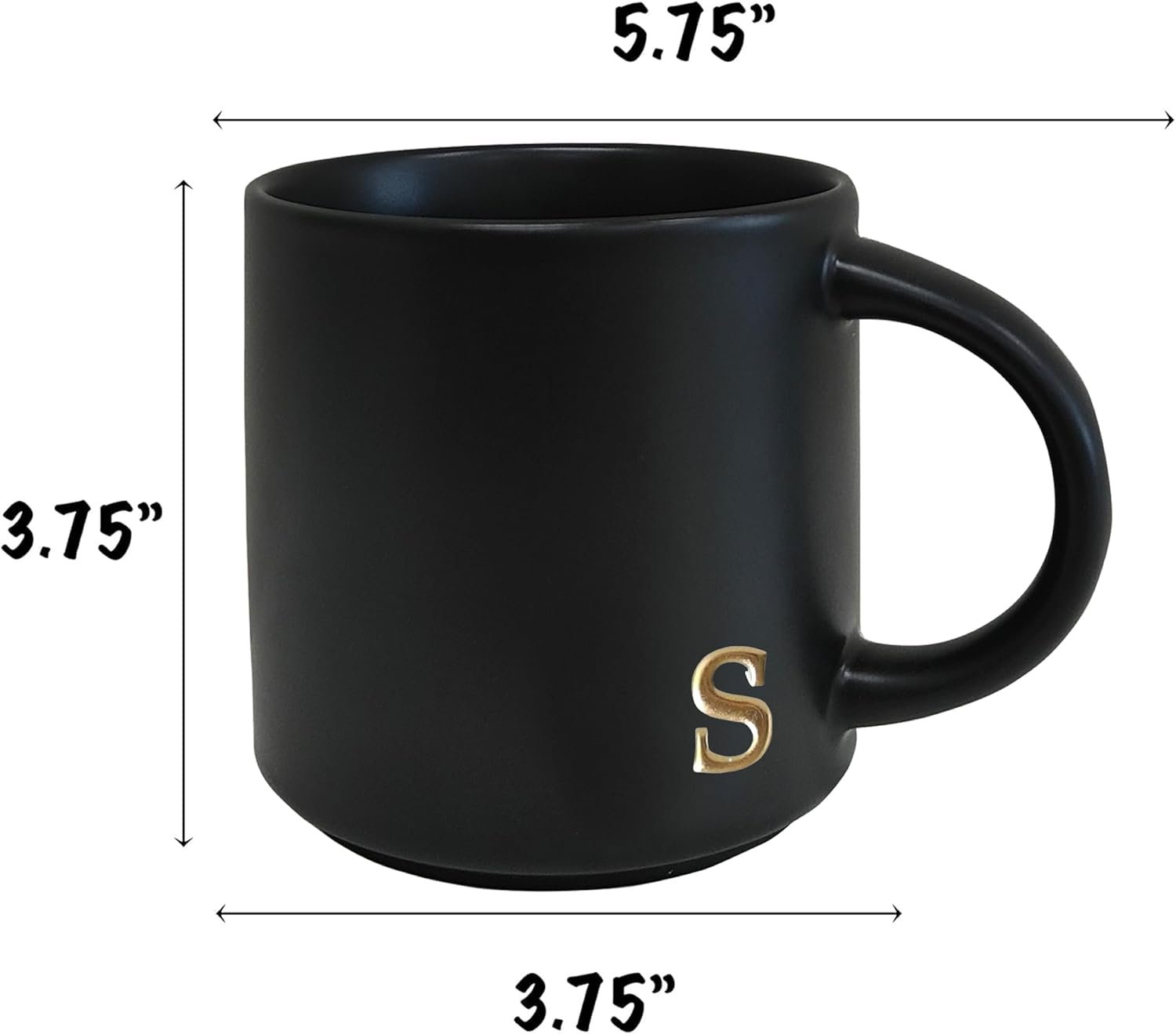 COLLECTIVE HOME - Black Monogram Ceramic Mugs, 15 oz Golden Initial Coffee Cups, Elegant Alphabet Tea Mugs, Personalized Halloween Mug with Gift Box, Perfect for Office and Home Décor (s) - Image 3