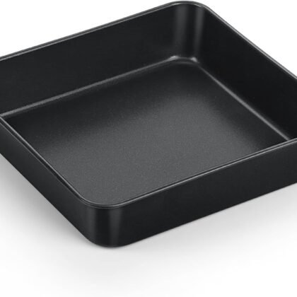 TeamFar Non-Stick Square Cake Pan, 9 Inch Square Baking Roasting Pan for Oven, with Stainless Steel Core for Cooking Cake Brownie Lasagna, Non-Toxic & Heavy-Duty, Release & Clean Easily