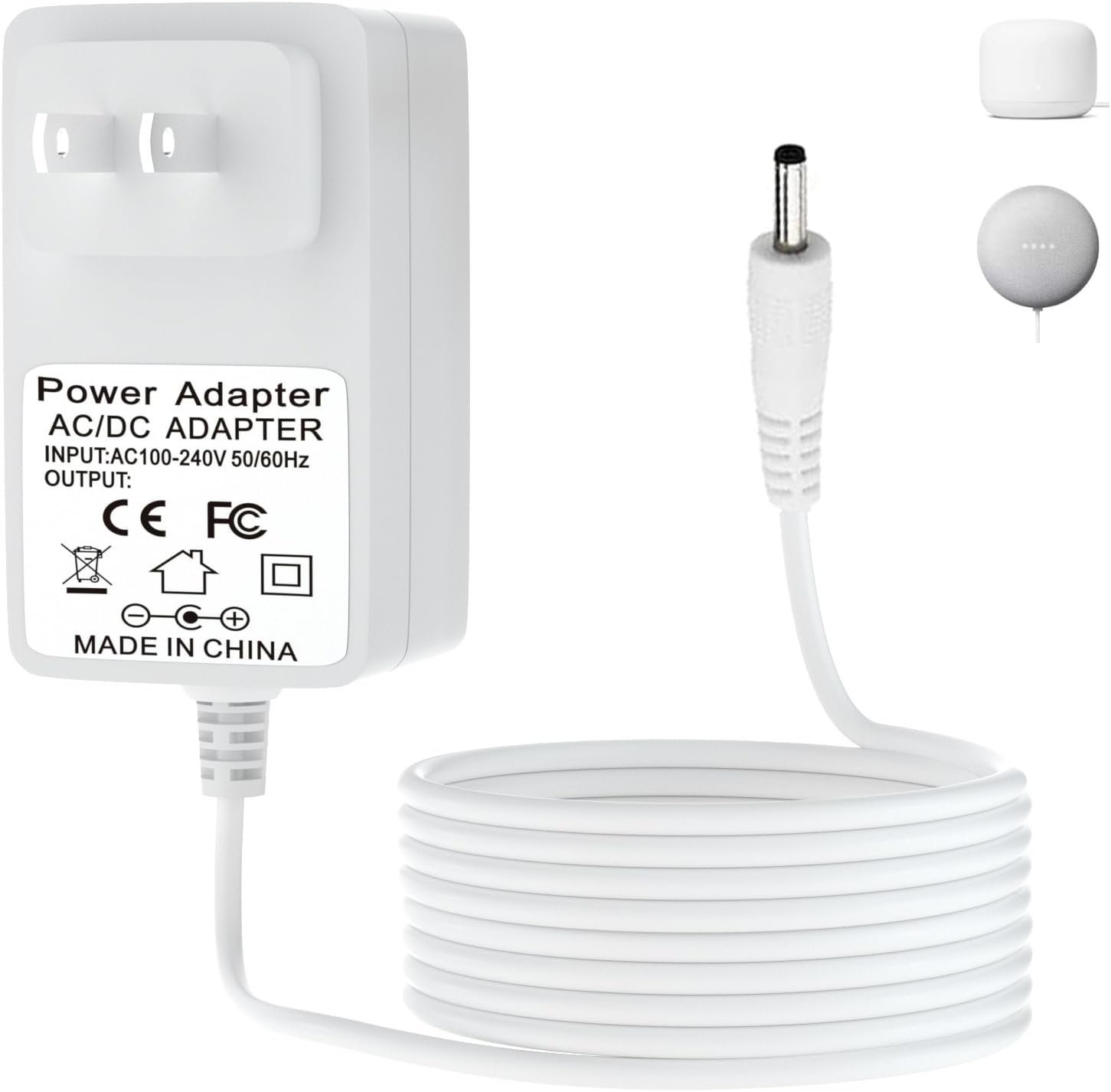 Compatible with Google Nest Mini, Nest Hub, Nest WiFi routers, and The Nest WiFi 14V Power Adapter Charger.