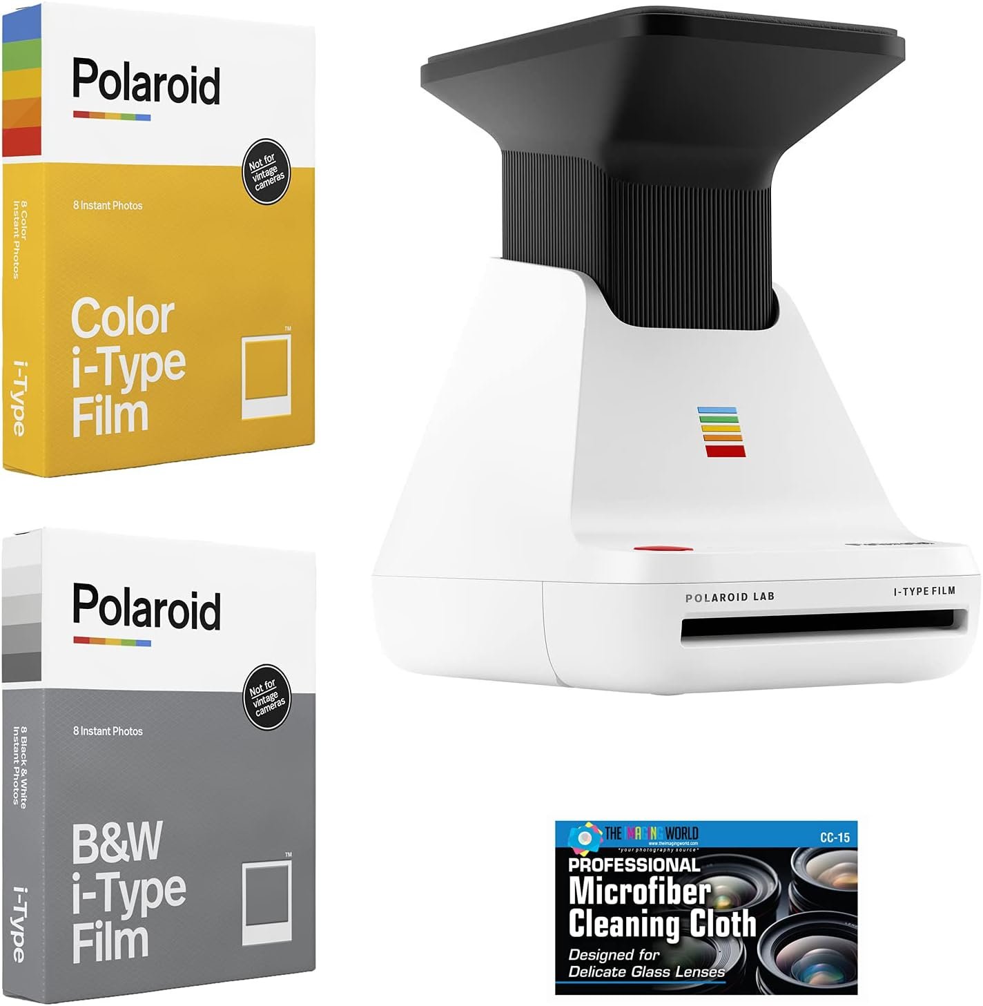 Polaroid Lab Instant Film Photo Printer + Color & Black and White Film + Microfiber Cloth