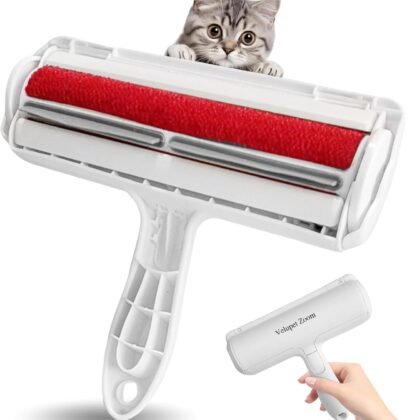 Velupet Zoom Pet Hair Remover Lint Roller for Pet,Cat Hair Removal Tool Reusable Lint Roller for Furniture, Couch, Carpet, Clothing and Bedding,White Red