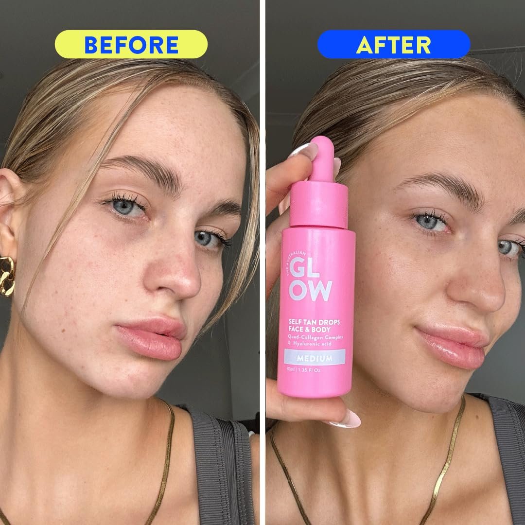 Australian Glow Self Tanning Drops With Hyaluronic Acid, for Face & Body, MEDIUM - 1.35 fl. Oz / 40ml - Image 4