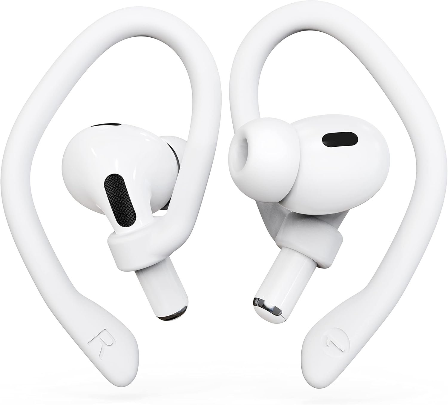 DamonLight Ear Hooks 2 Pairs for AirPods Pro 2 & 1, AirPods 4 & 3, Anti-Slip Comfortable Fit, Ergonomic Design, Accessories (Small, White)