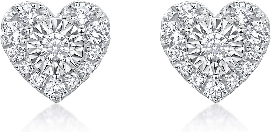 SYTAEHI®Lab Grown Diamond Stud Earrings for Women, 925 Sterling Silver Studs, Crystal Clear Stone, Round Cut 4 Prong Push Back,Sustainable Jewelry Gift