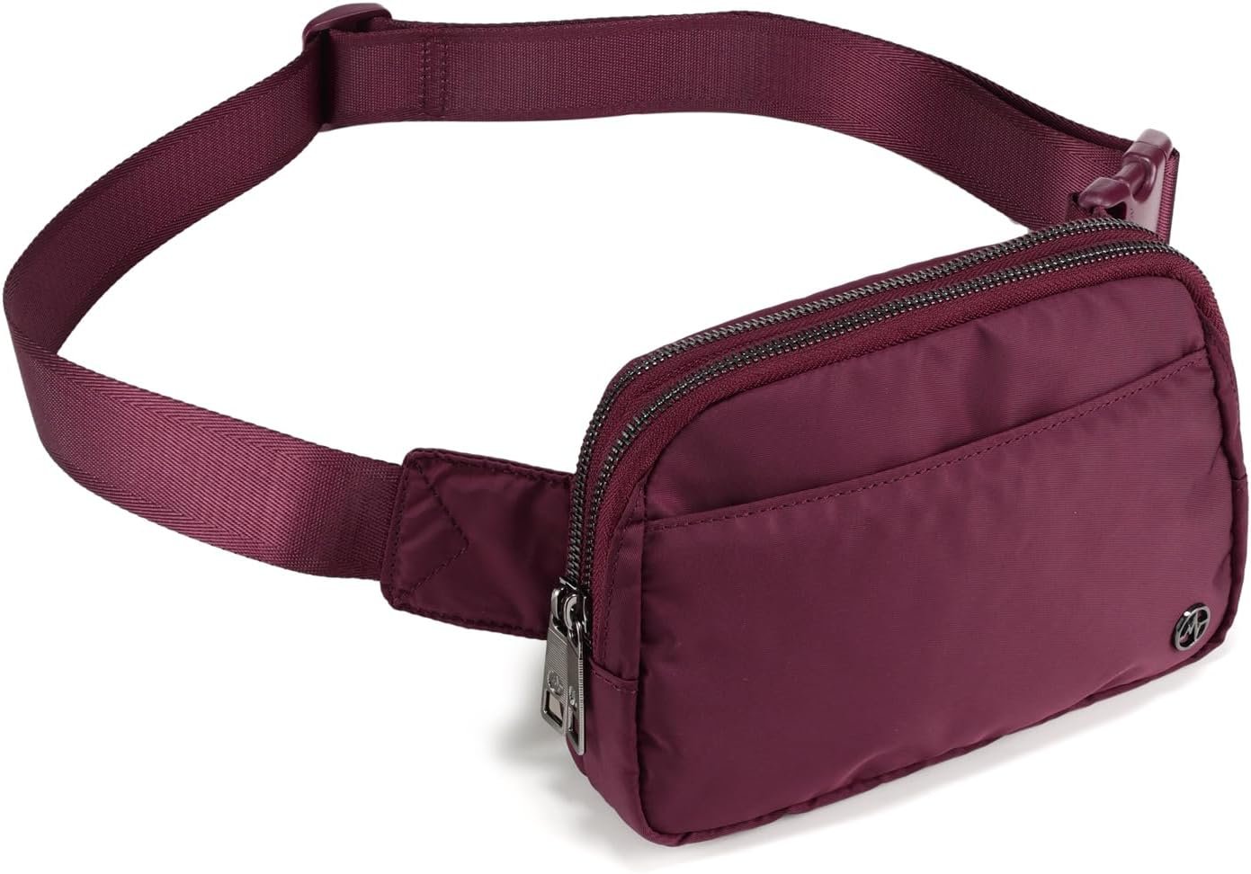 Pander Everywhere Belt Bag for Women, 5 Zipper Pockets Nylon Crossbody Fanny Pack Purse (Red Merlot)