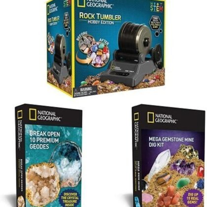 The Ultimate Bundle for Any Rock Lover By National Geographic - Includes Rock Tumbler Kit, 10 Break Your Own Geodes, and a Gemstone Dig Kit!