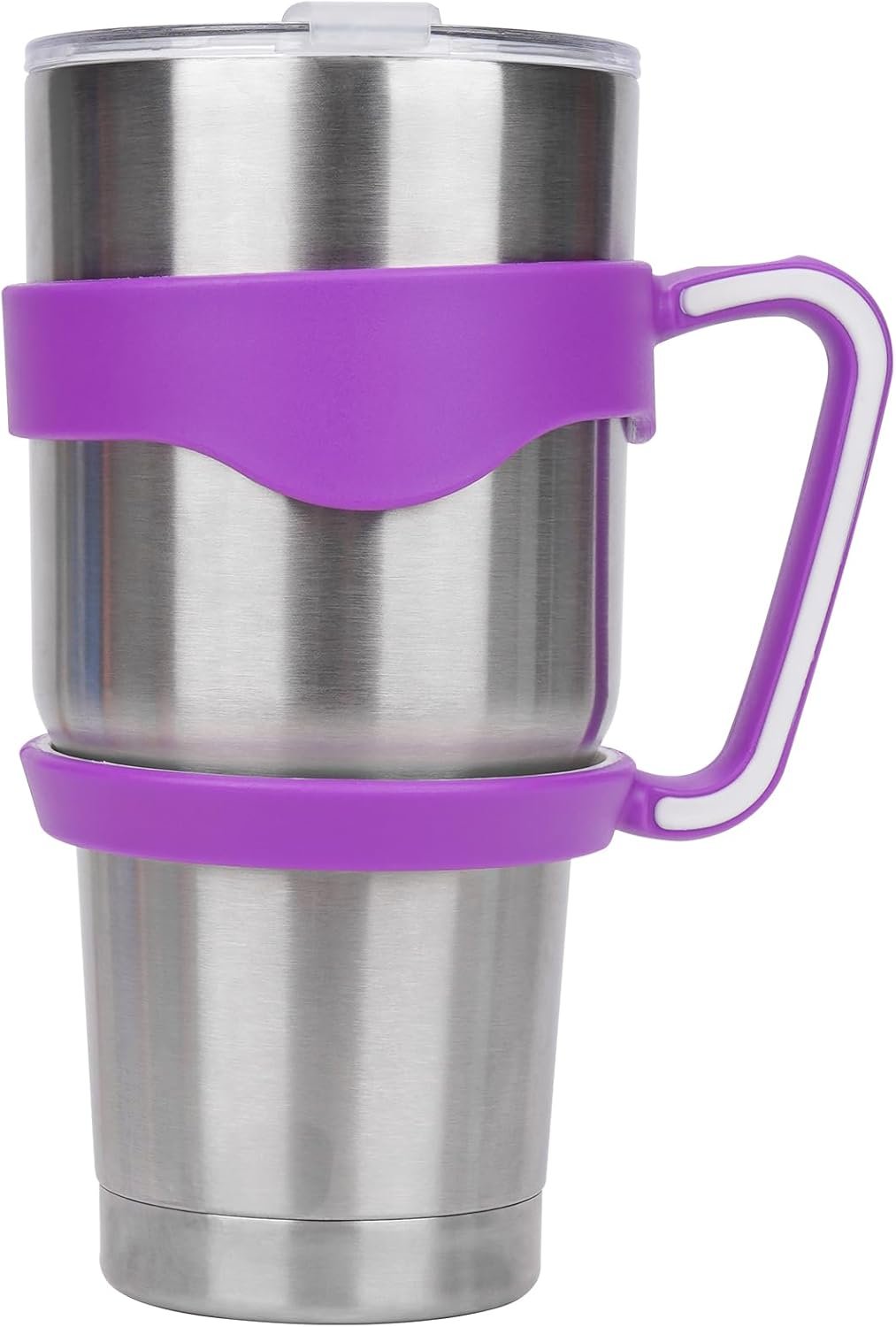 Linkidea Tumbler Handle Compatible with YETI Rambler, Simple Modern, SIC, Ozark Trail, RTIC and Most 30oz Tumbler Mugs, Portable Anti Slip Travel Mug Grip, Purple, CAC-002-06