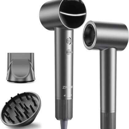 Hair Dryer, High-Speed Ionic Quiet Blow Dryer with 160,000 RPM Brushless Motor for Fast Drying, Low Noise Thermo-Control Compact Professional Dryers with Magnetic Diffuser & Nozzle for All Hair Types