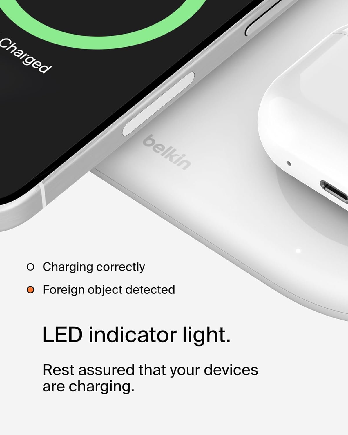 Belkin 3-in-1 MagSafe-Compatible Wireless Charging Pad with Qi2 15W - iPhone Charger - Fast Charging Wireless Charging Station for iPhone 17, 16, & 15 Series, AirPods, Apple Watch, & More - White - Image 6