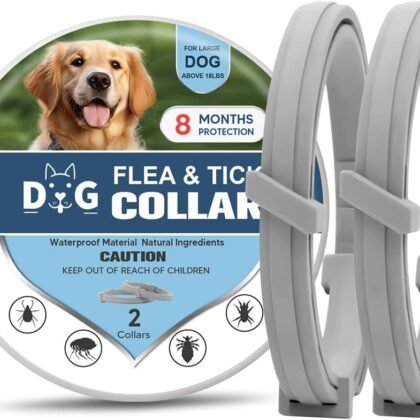 Flea Collar for Dogs, Tick Collars for Dogs, Dog Flea Collar, 8 Months Protection, Adjustable Size for Small, Medium and Large Dog-2P