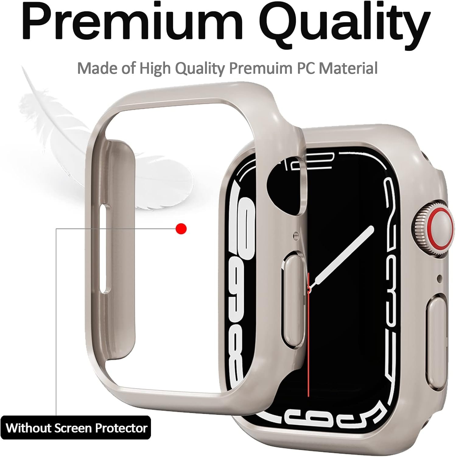 Miimall Compatible for Apple Watch Series 9/8/7 45mm Case All-Around Protective Cover Lightweight Shockproof Hard PC Protector Frame Case for Apple Watch 45mm Series 9 8/7(Starlight) - Image 2