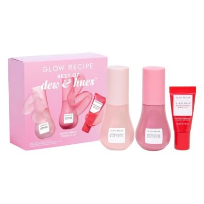 Glow Recipe Watermelon Glow Skin Care Set, Best of Dews & Hues - Full Size Niacinamide Dew Drops, Full Size Dewy Flush Watermelon Blush & Full Size Glass Balm Lip Treatment (3 Count)