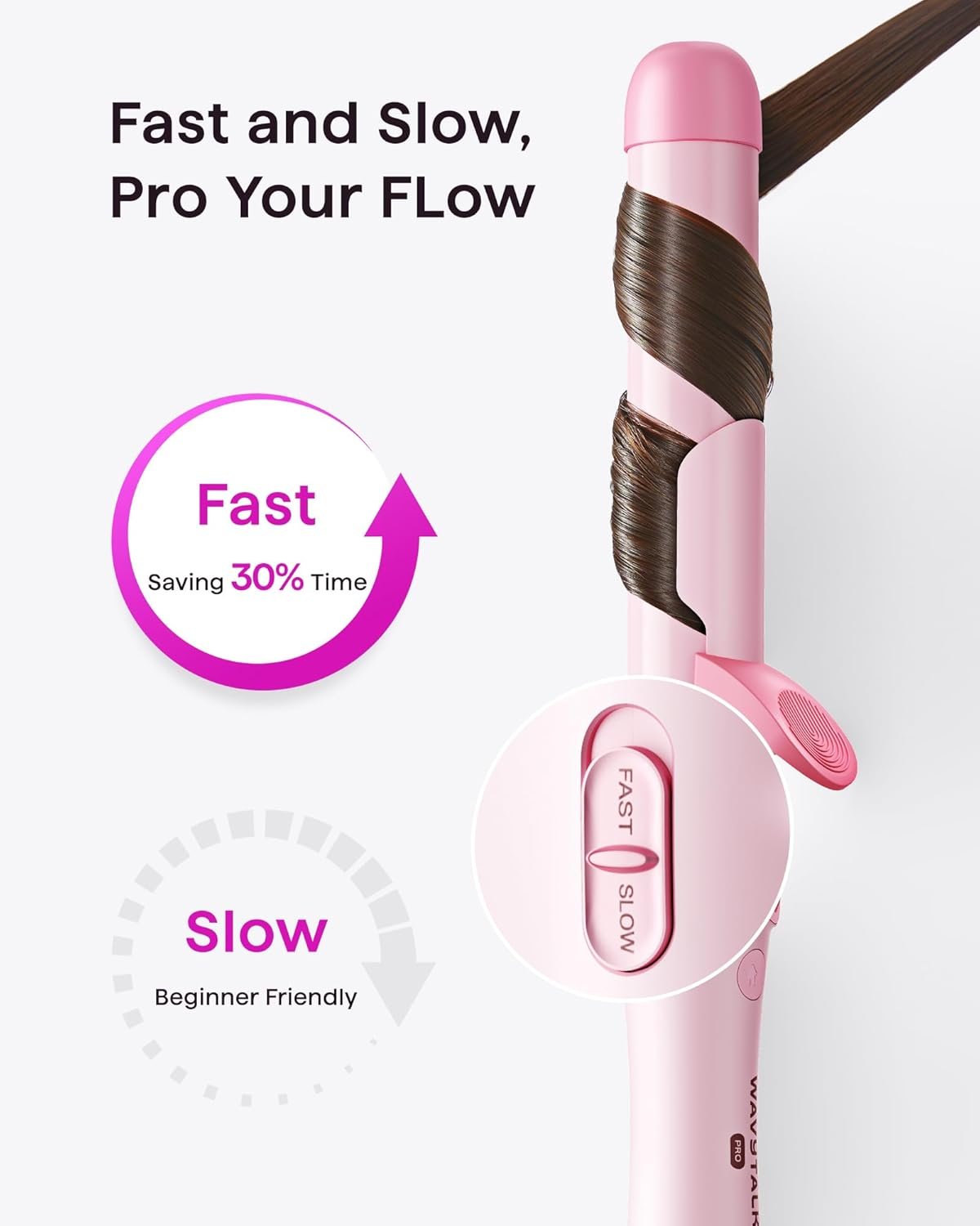 Wavytalk Rotating Curling Iron Set, Curlmaker Pro, Automatic Hair Curler with 3 Sizes Ceramic Barrel (0.5"-1"-1.25") for Tight & Spiral Curls and Beach Waves, Effortless Get Long-Lasting Styling, Pink - Image 4