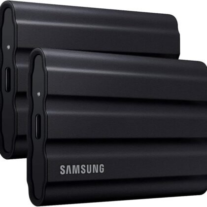 Samsung MU-PE4T0S T7 4TB Shield Portable SSD, USB 3.2, Black (2-Pack)