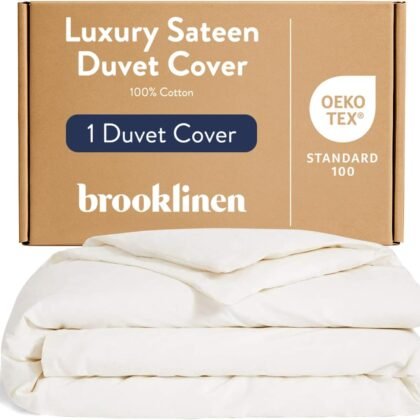 Brooklinen Luxury Sateen Duvet Cover - 100% Cotton, Full/Queen Size in Cream with Extra-Long Corner Ties and Button Closure - Best Full/Queen Duvet Covers