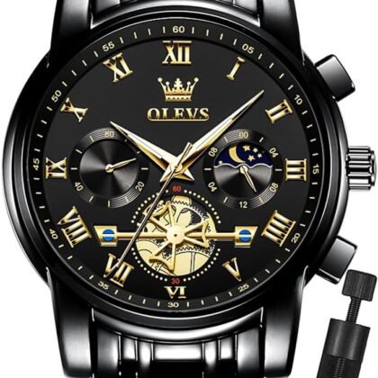 OLEVS Mens Watches Chronograph Business Dress Quartz Stainless Steel Waterproof Luminous Date Wrist Watch