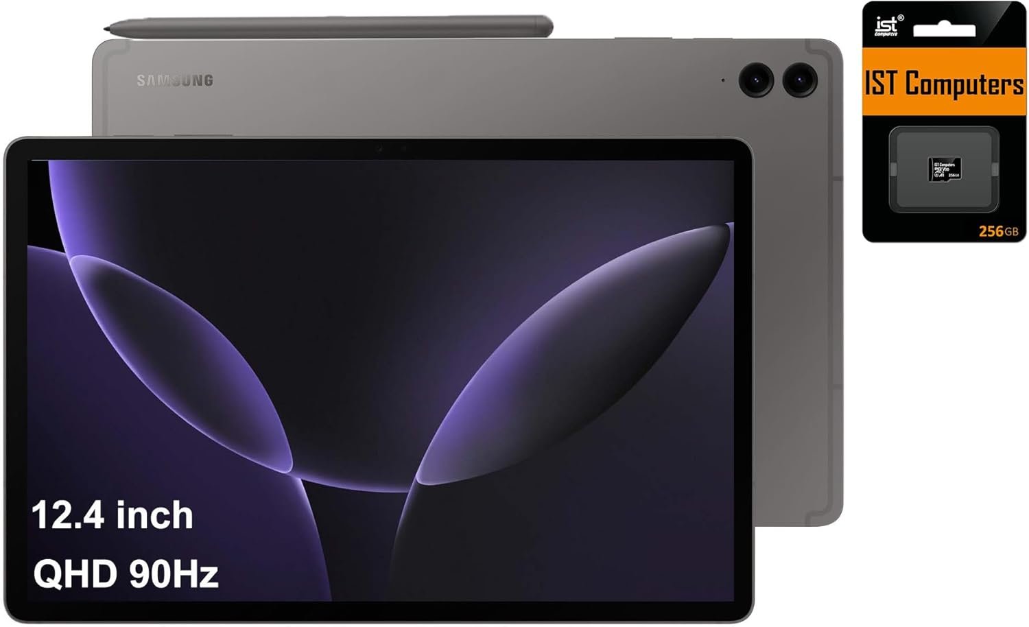 Samsung Galaxy Tab S9 FE+ Plus Android Tablet (12.4" Touchscreen, 8GB RAM, 384GB Storage, 18-Hr Long Battery Life, S Pen, 1 Front Camera + 2 Rear Cameras, Lightweight Durable Design), SM-X610, Gray