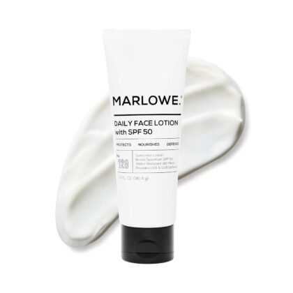 MARLOWE. No. 128 Men's Facial Lotion with Sunscreen SPF 50, 3.4 oz, Oil-Free, Lightweight Daily Face Moisturizer for Men, Includes Natural Extracts to Hydrate, Nourish & Soothe