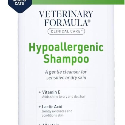 Veterinary Formula Clinical Care Hypoallergenic Shampoo for Dogs and Cats, 16 oz – No Harsh Ingredients – Fragrance-Free Pet Shampoo for Allergies and Sensitive Skin, Promotes Healthy Skin and Coat
