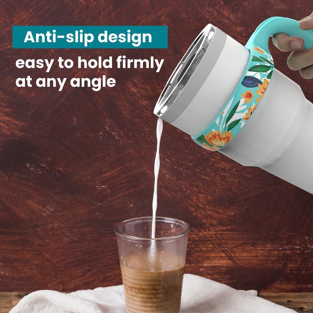 Handle For YETI 30 Oz Tumbler, For YETI 30 Oz Tumbler Handle With Anti-Slip And Floral Design, Turquoise, 1 Pack - Image 4