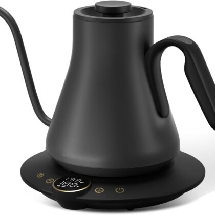 Cocinare FLOW B9 Gooseneck Electric Kettle, Precise Temperature Control for Pour-Over Coffee & Tea Brewing, Stainless Steel Interior, Rapid Heating for Boiling Water 0.9L (Matte Black)