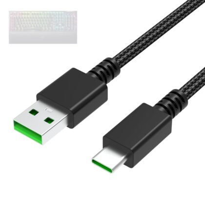 USB Type-C Charger Charging Cable Cord Compatible with Razer BlackWidow V4 Pro/V4/V3 Pro/V3 Mini, Deathstalker V2 Pro/V2, Huntsman Mini/V3 Pro, Wolverine V3 Controller, Ducky One 2/3 Keyboard