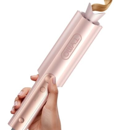 Upgraded Automatic Rotating Curling Iron - TYMO CurlPro Plus Long Barrel Curling Wand for Long Hair, Ceramic Hair Curler for Women, Anti-Scald, Tangle-Free, 600M Ionic, Dual Voltage,Gold Blush, 1 Inch