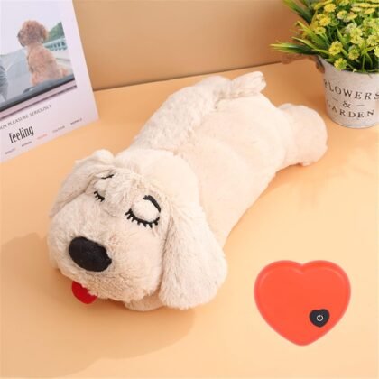 3T GROUP Heartbeat Puppy for Dogs Puppy Essentials Heartbeat Toy for Puppies Sleep Aid Plush Stuffed Animal Pet Anxiety Relief Calming Pillow Aid Behavioral Training Toys(Beige)