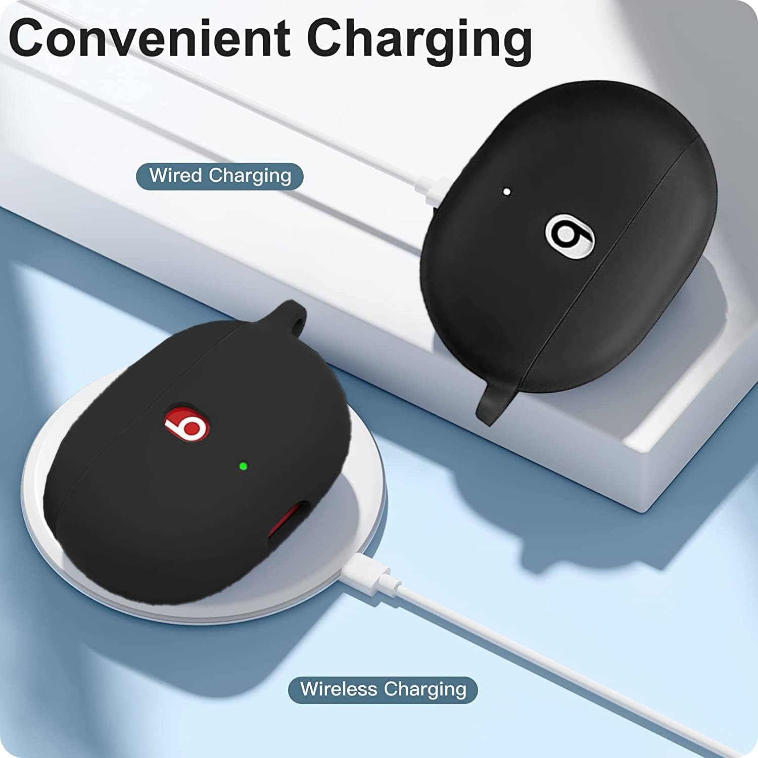 Olytop for Beats Studio Buds/Bud + Case with Cleaner kit 2021/2023, Soft Silicone Case for New Beat Studio Buds Plus Cover Protective Skin with Keychain, Cleaning Pen for Beat Studio Earbuds, Black - Image 4