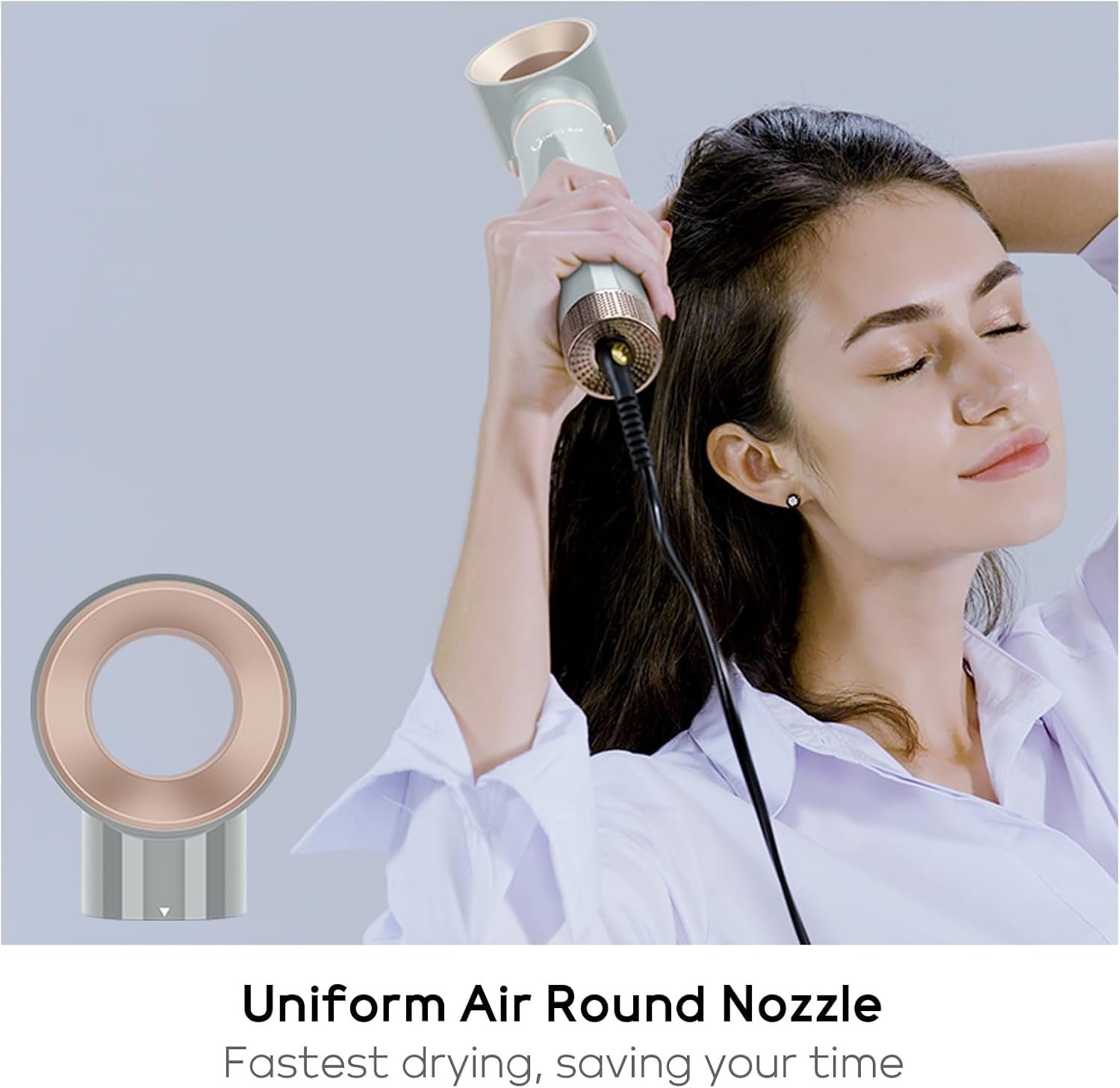 IG INGLAM MegaAIR Styler Air Styling & Drying System, Professional Interchange Hair Dryer Brush 110,000 RPM Brushless BLDC Motor Ionic Hot Air Volumizing and Shape, Gray - Image 3