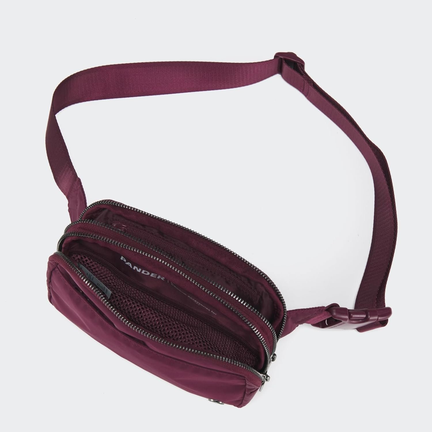 Pander Everywhere Belt Bag for Women, 5 Zipper Pockets Nylon Crossbody Fanny Pack Purse (Red Merlot) - Image 5