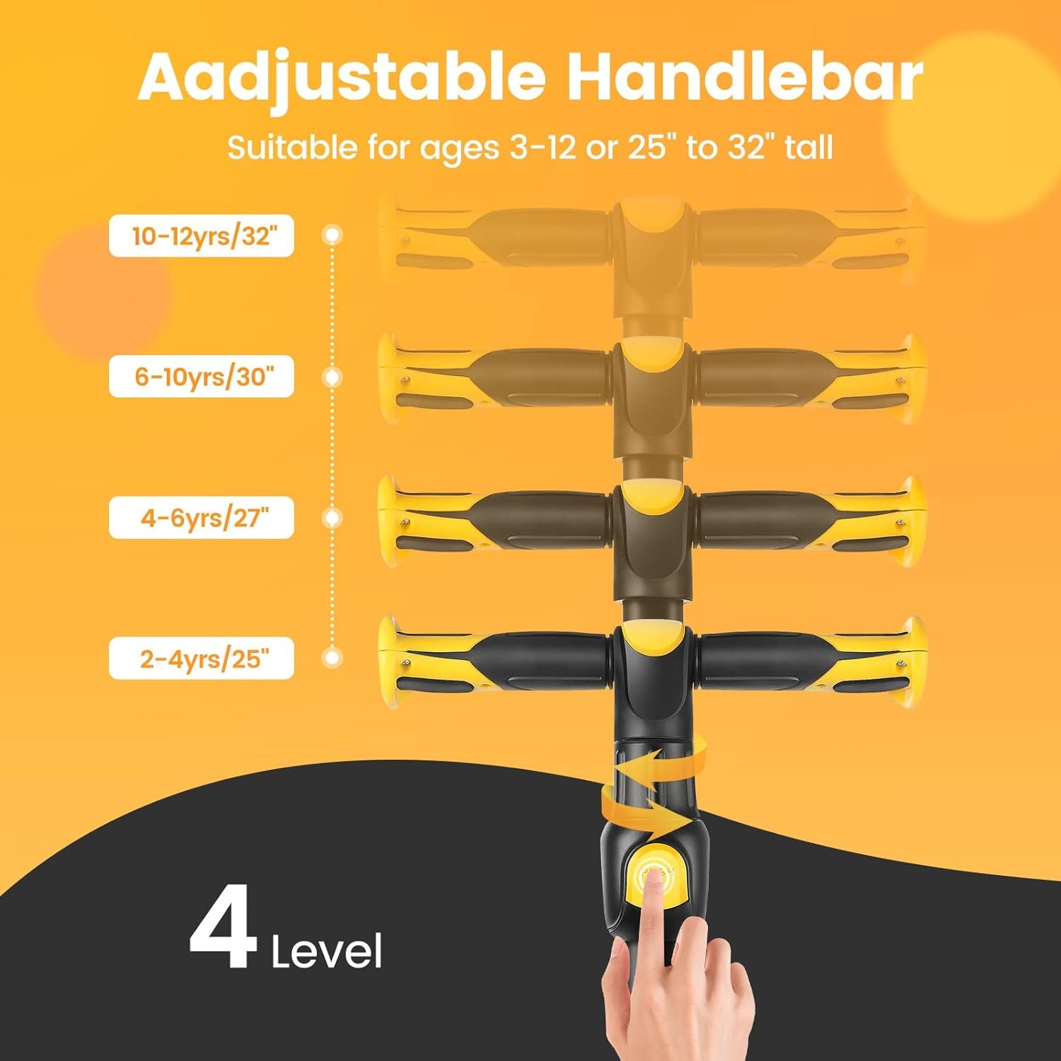 TONBUX Kids Scooter for Age 3-12, Toddler Scooter with 4 Adjustable Heights, Light Up 3-Wheels Scooter, Shock Absorption Design, Lean to Steer, Balance Training Scooter for Kids - Image 2