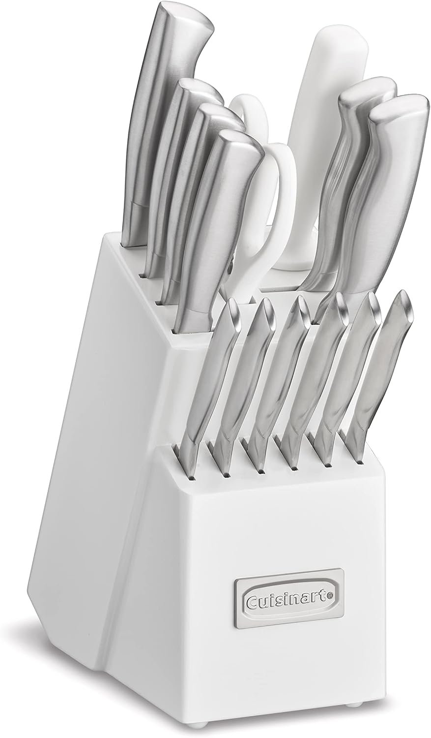 Cuisinart Professional Block Knife Set, 15pc Cutlery Knife Set with Steel Blades for Precise Cutting, Lightweight, Stainless Steel Durable & Dishwasher Safe, White - Image 2