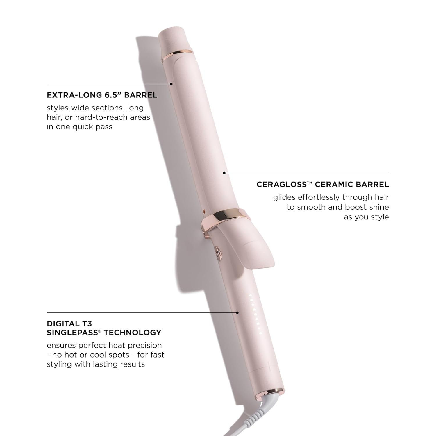 T3 SinglePass Curl X Extra-Long Barrel 1", 1.25", 1.5" Curling Iron with 9 Heat Settings and Ceramic Barrel for Fast Styling and Lasting Results on All Hair Types - Image 4