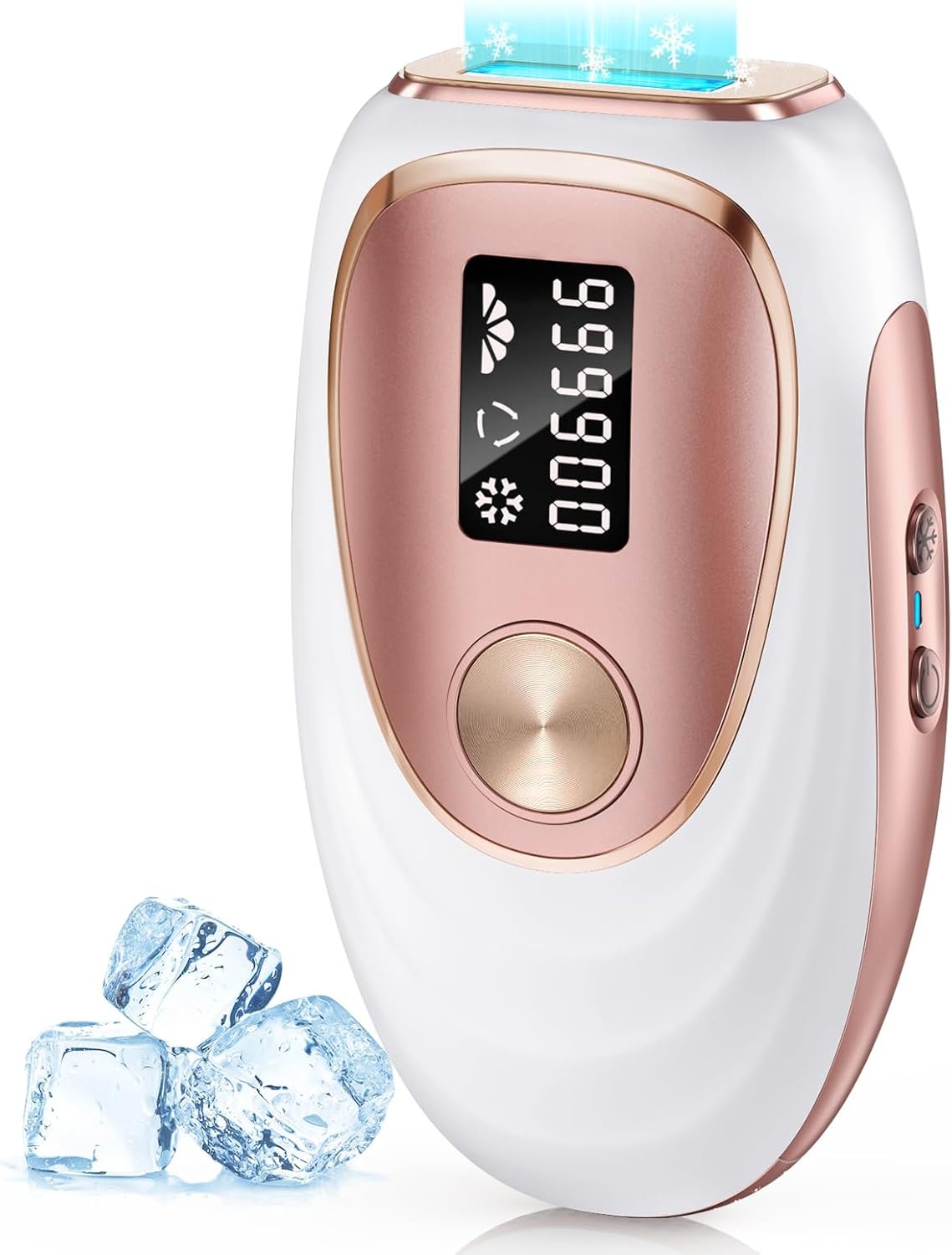 IPL Laser Hair Removal Device for Women & Men - Home 45°F Ice-Cooling Contact for Painless & Long-Lasting Results, 86% Hair Reduction in 3 Weeks for Full Body & Bikini Line, Rose Gold